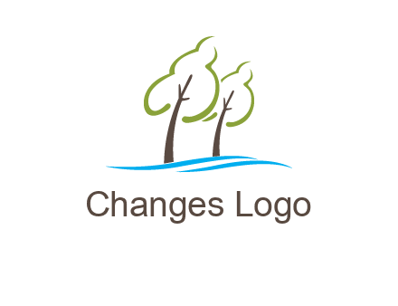 abstract trees and waves logo