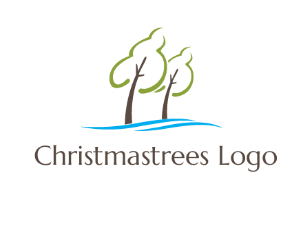 abstract trees and waves logo