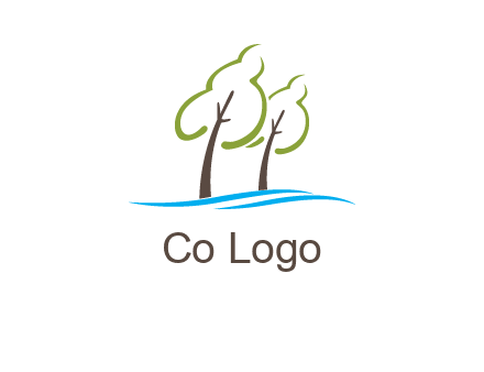 abstract trees and waves logo