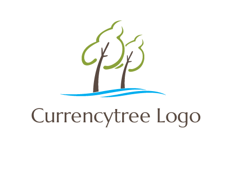 abstract trees and waves logo