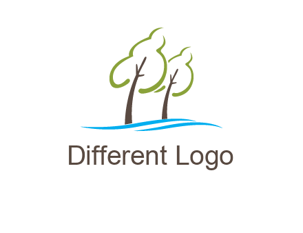 abstract trees and waves logo
