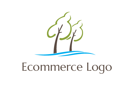 abstract trees and waves logo
