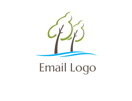 abstract trees and waves logo