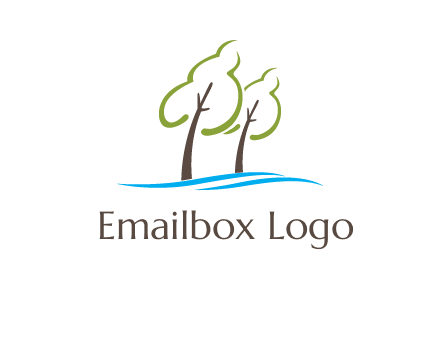 abstract trees and waves logo