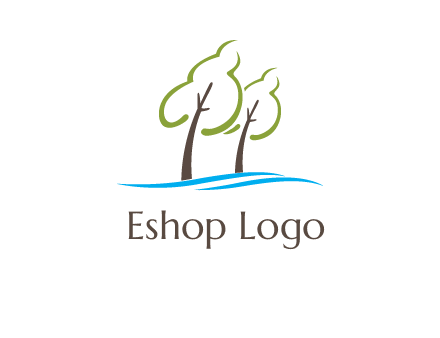 abstract trees and waves logo