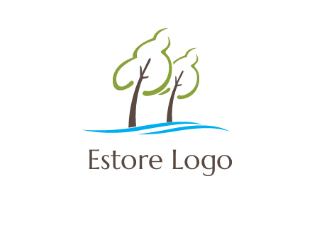 abstract trees and waves logo