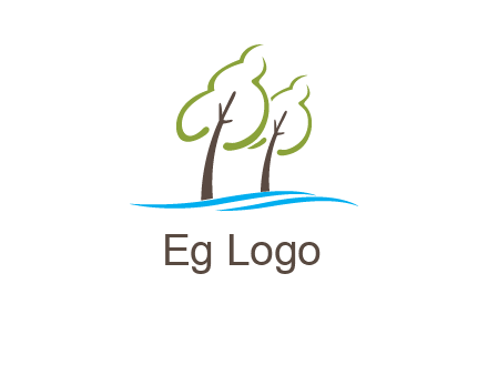abstract trees and waves logo