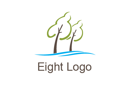 abstract trees and waves logo