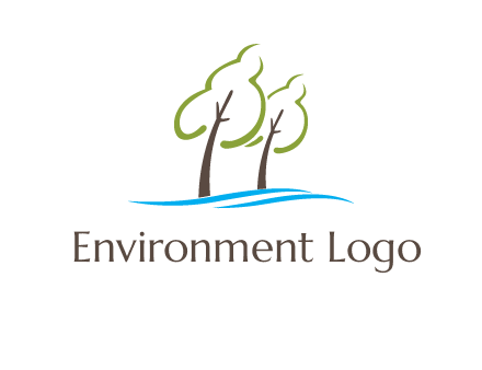 abstract trees and waves logo