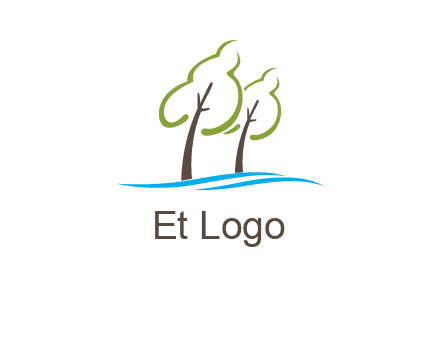 abstract trees and waves logo