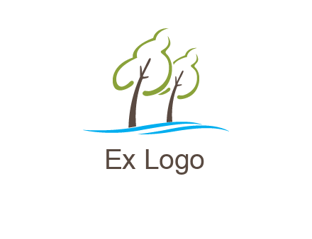 abstract trees and waves logo