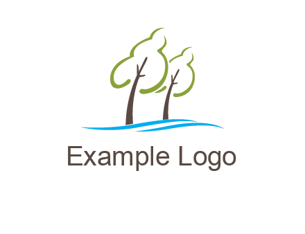 abstract trees and waves logo