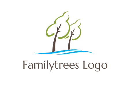 abstract trees and waves logo