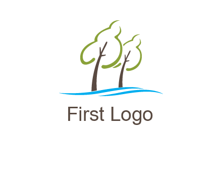 abstract trees and waves logo