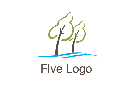 abstract trees and waves logo