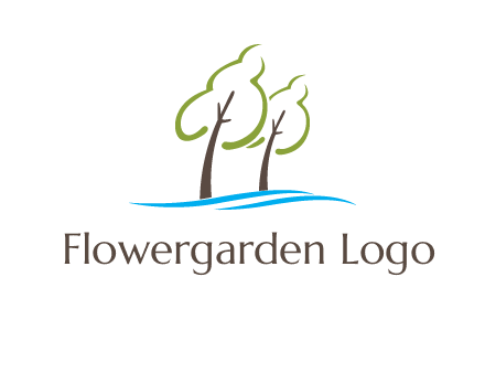 abstract trees and waves logo