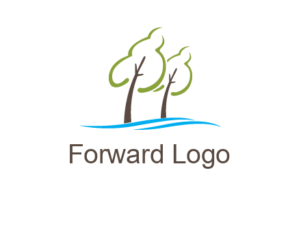 abstract trees and waves logo