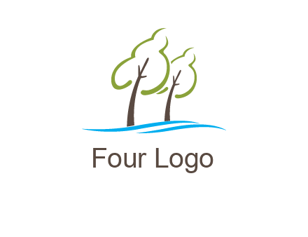 abstract trees and waves logo