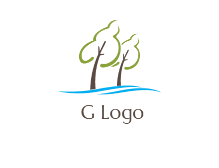 abstract trees and waves logo