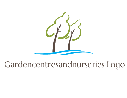 abstract trees and waves logo