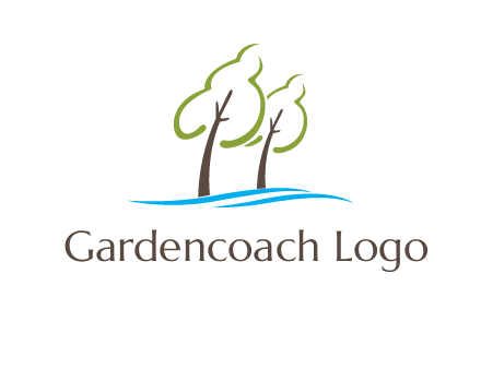 abstract trees and waves logo
