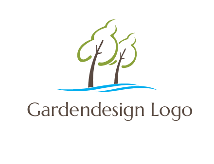 abstract trees and waves logo