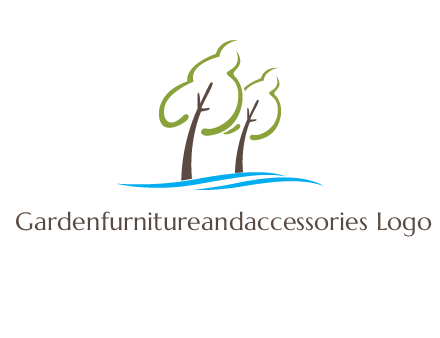 abstract trees and waves logo