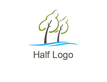 abstract trees and waves logo