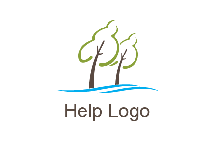 abstract trees and waves logo