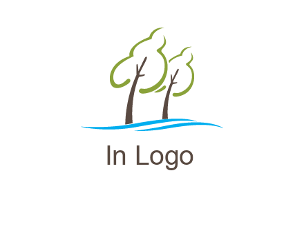 abstract trees and waves logo