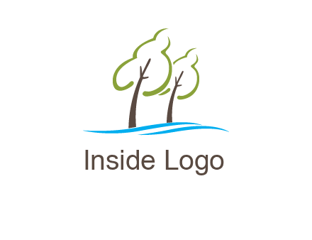 abstract trees and waves logo