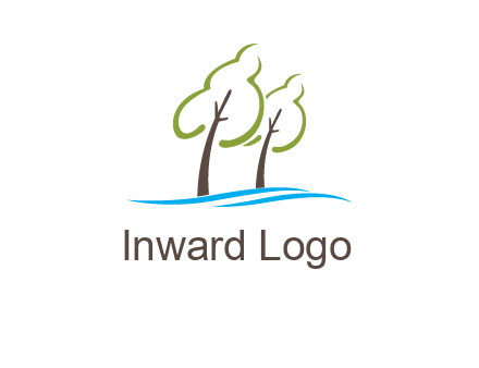 abstract trees and waves logo