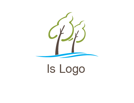 abstract trees and waves logo