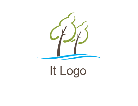 abstract trees and waves logo