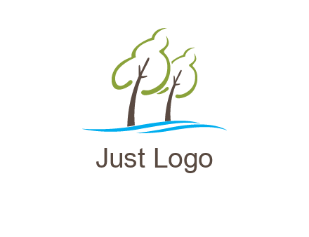 abstract trees and waves logo