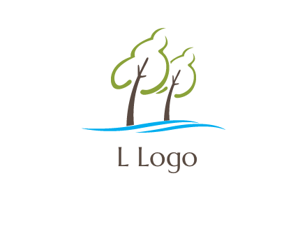 abstract trees and waves logo