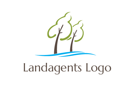 abstract trees and waves logo