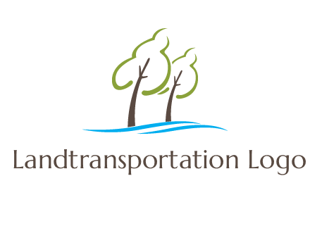 abstract trees and waves logo