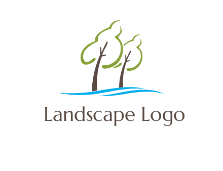 abstract trees and waves logo