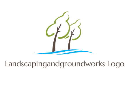 abstract trees and waves logo