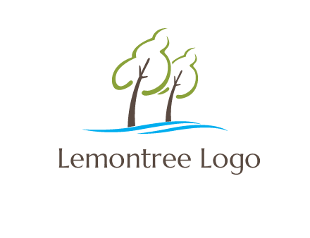 abstract trees and waves logo