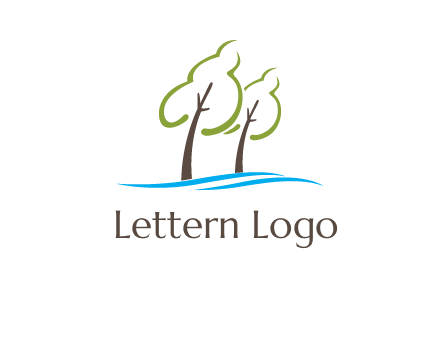 abstract trees and waves logo