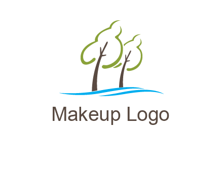 abstract trees and waves logo