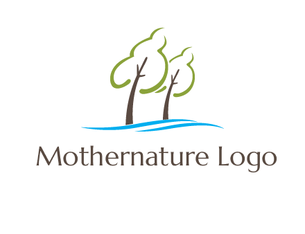 abstract trees and waves logo