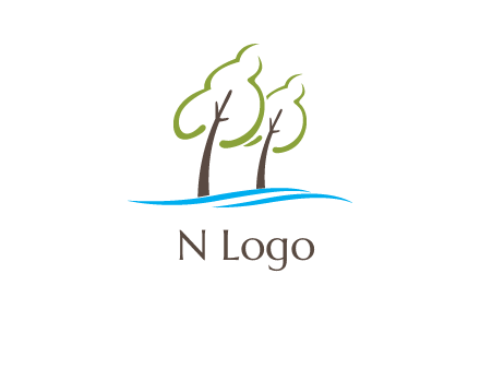 abstract trees and waves logo