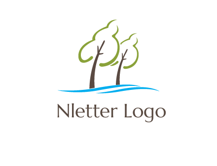 abstract trees and waves logo