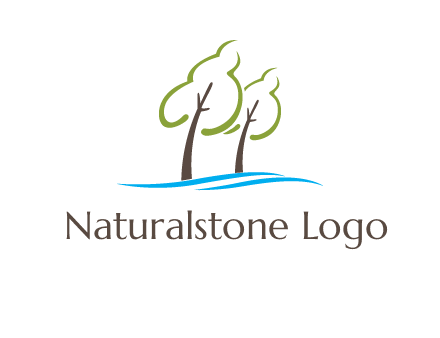 abstract trees and waves logo