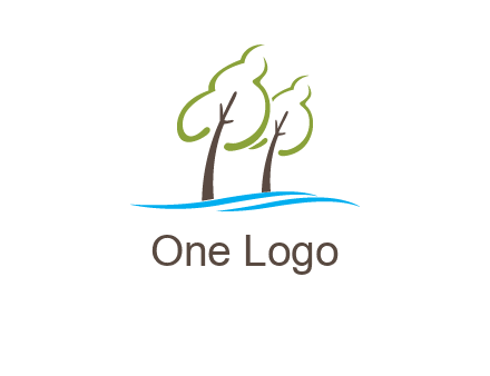 abstract trees and waves logo