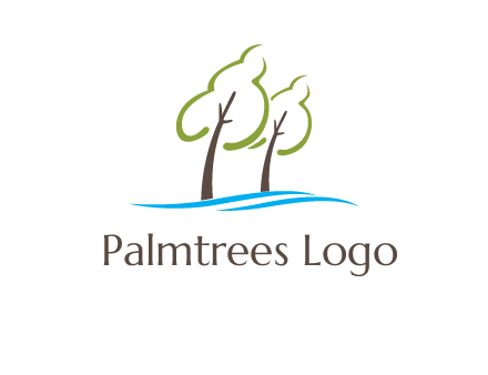 abstract trees and waves logo