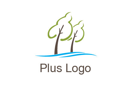 abstract trees and waves logo